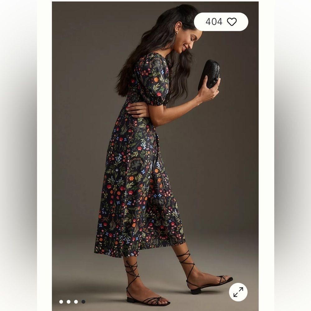 Hutch Puff-Sleeve Floral Jumpsuit by Anthropologie Color: BLACK MOTIF - Picture 4 of 9